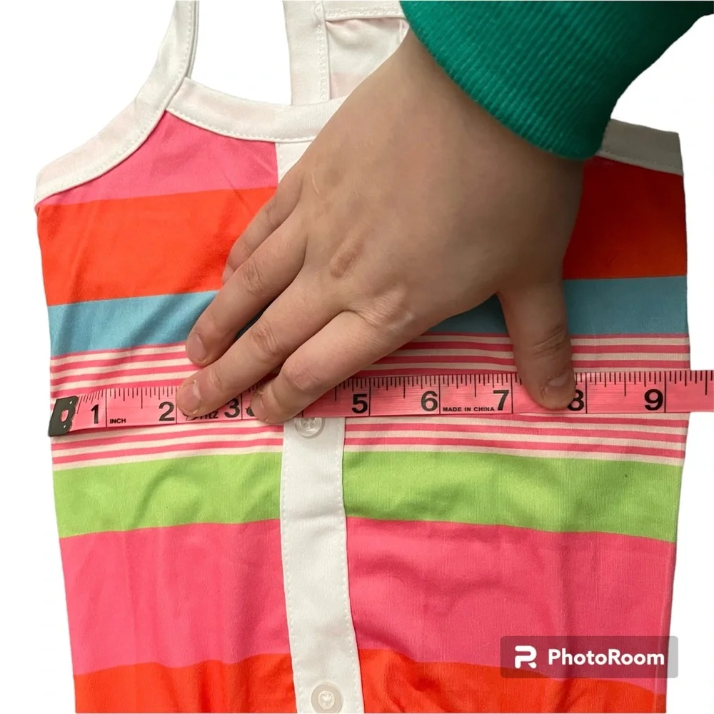 NWT Top Paw Orange Blue Green Stripe Dog Puppy Tank Top Summer Shirt - Small